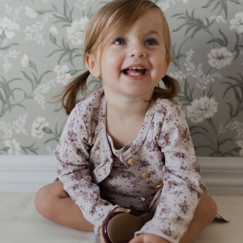 Floral Cardigan & Bow Headband Set