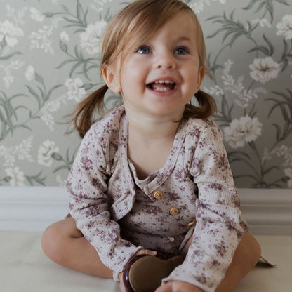Floral Cardigan & Bow Headband Set