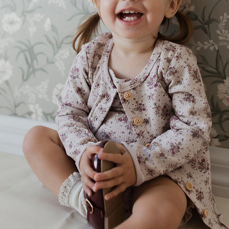 Floral Cardigan & Bow Headband Set