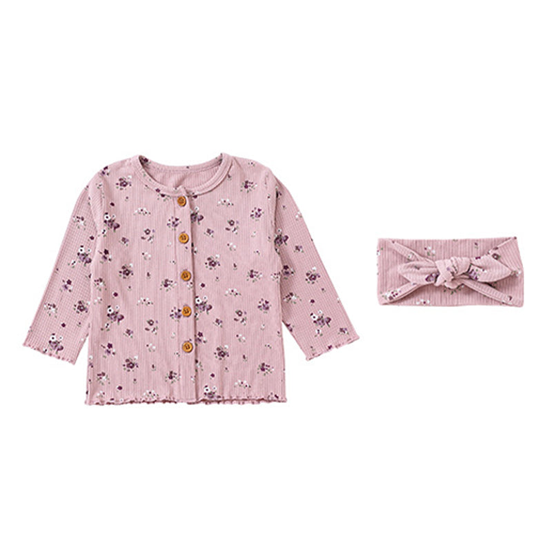 Floral Cardigan & Bow Headband Set