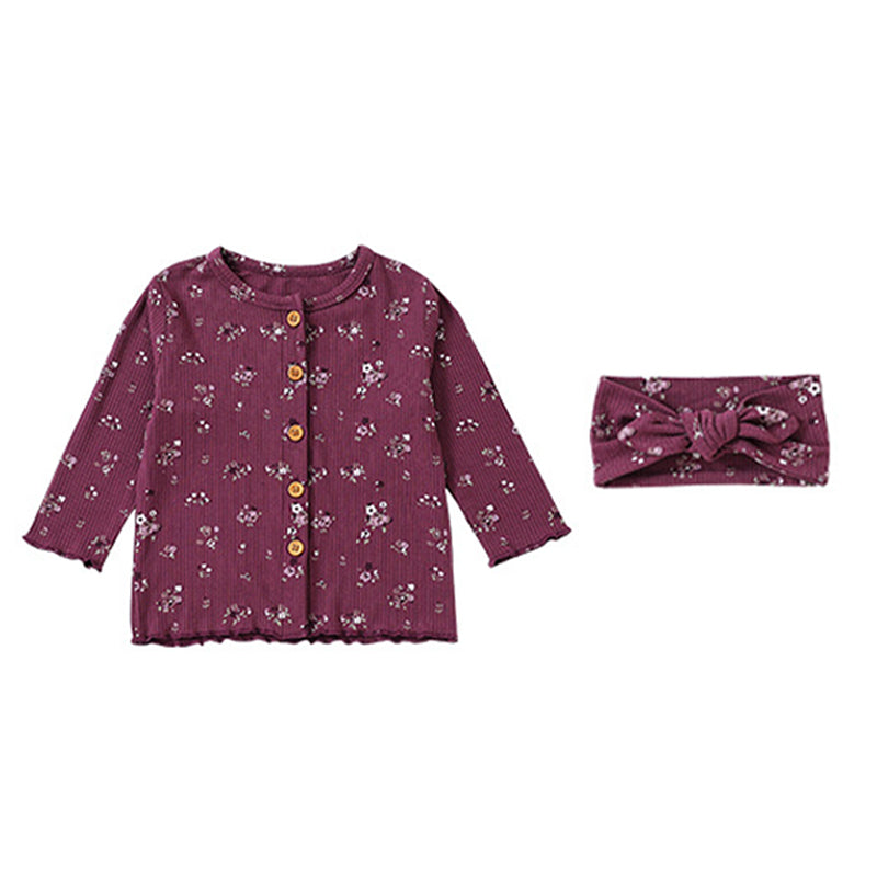 Floral Cardigan & Bow Headband Set
