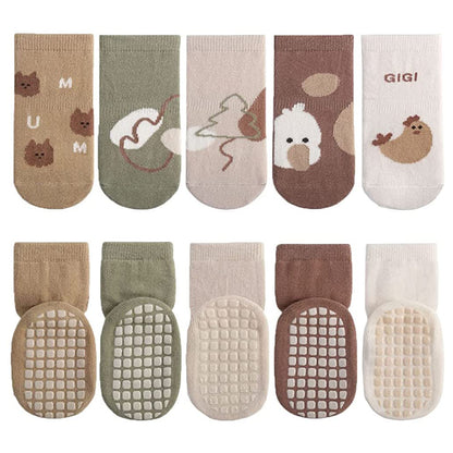 5 Pairs Non-Skid Ankle Socks