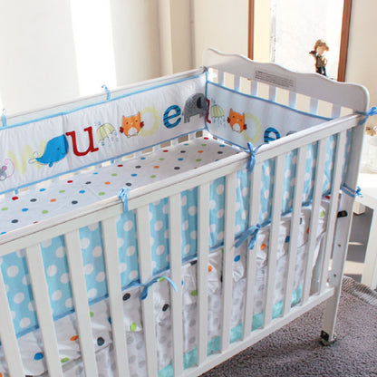 Ensemble de literie pour lit de bébé 8 pièces Alphabets et patch d'animaux 3D 