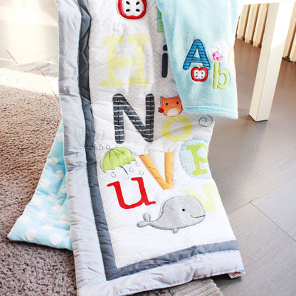 Ensemble de literie pour lit de bébé 8 pièces Alphabets et patch d'animaux 3D 