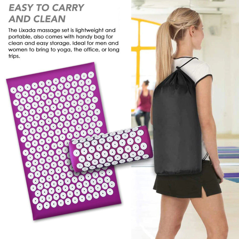 Ensemble tapis et oreiller d'acupression 