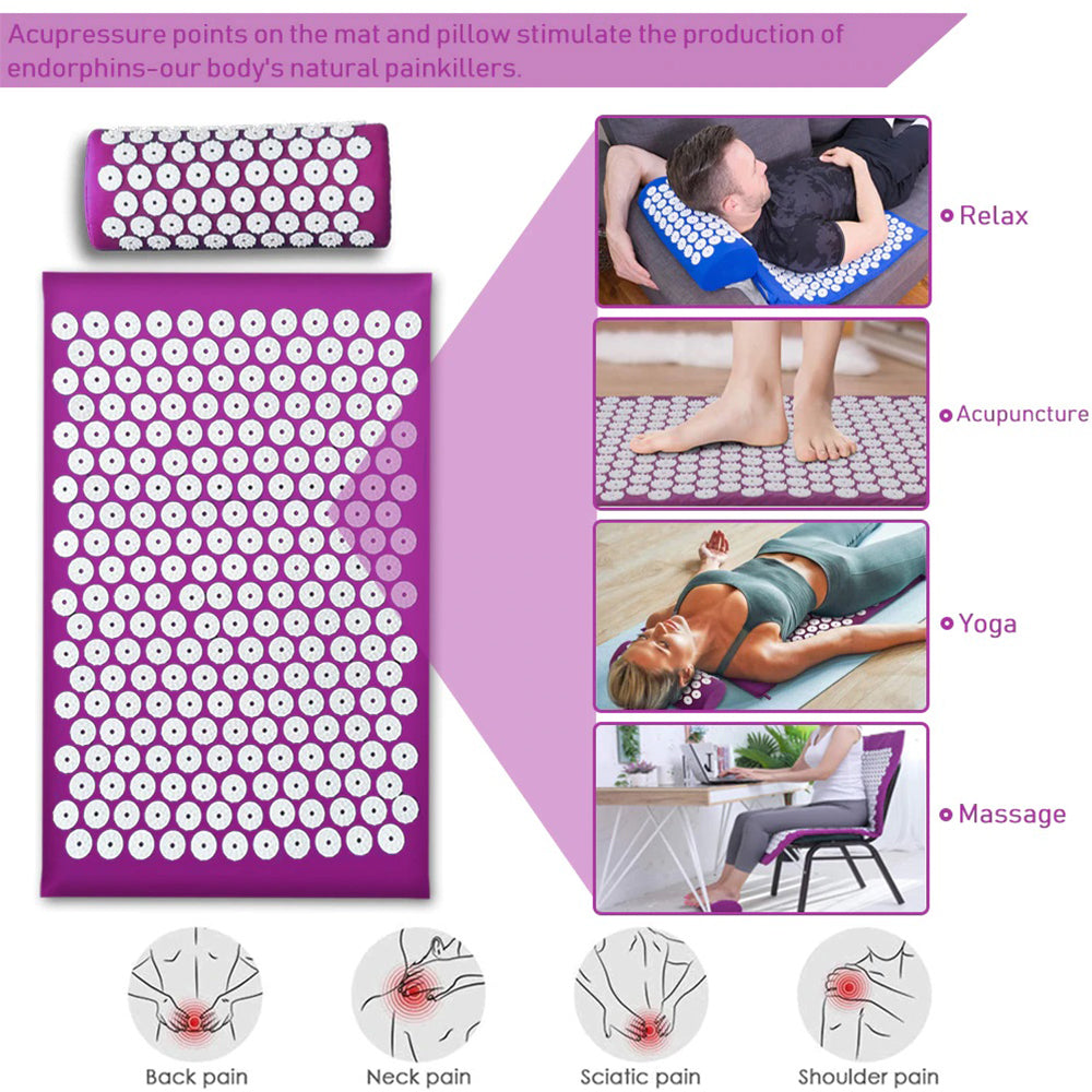 Ensemble tapis et oreiller d'acupression 