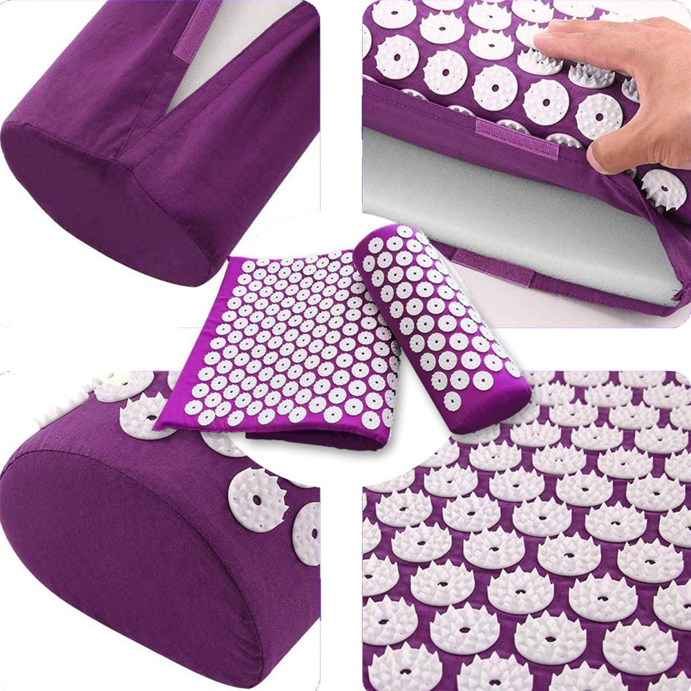 Ensemble tapis et oreiller d'acupression 