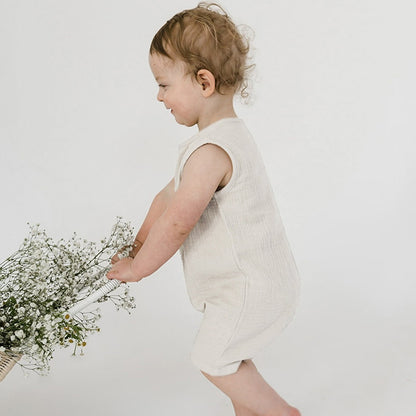 Cotton Gauze Romper with Bottom Snap
