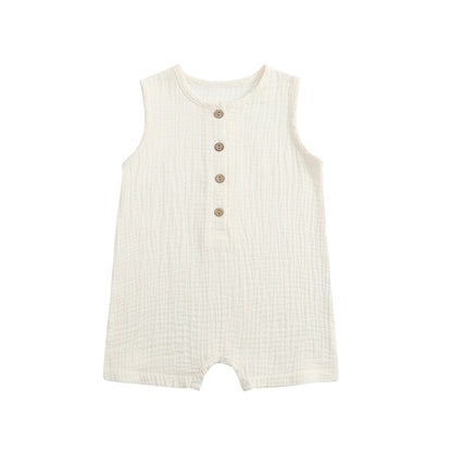 Cotton Gauze Romper with Bottom Snap