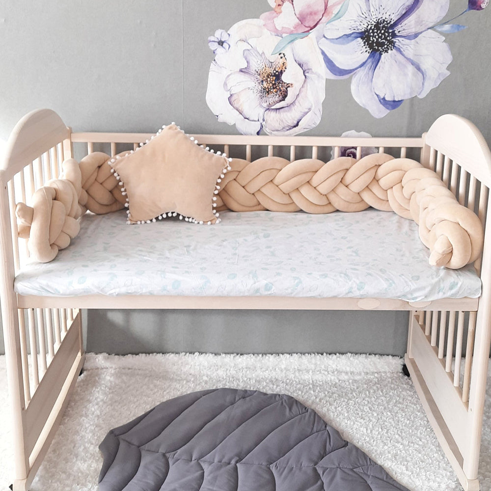 Baby Toddler Bedding Long Cushion 6 Knotted Handmade Ultra Soft Pure Plush Fabric for Bedroom Playroom Nordic Style Decor