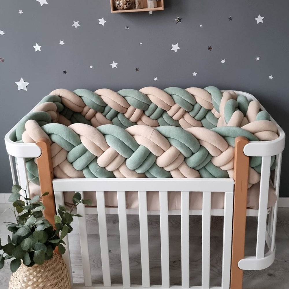 Baby Crib Bumper Knotted Braided Plush Nursery Cradle Decor Newborn Gift Pillow  Cushion - China Baby Crib Bumper and Woven Knitting Blanket price