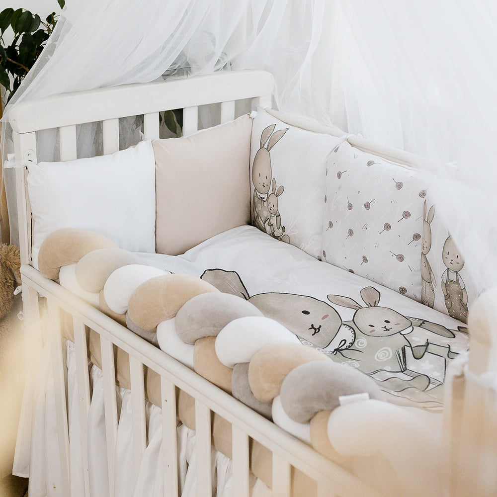 3-Knotted Custom Handmade Bedding Long Cushion Crib Padding