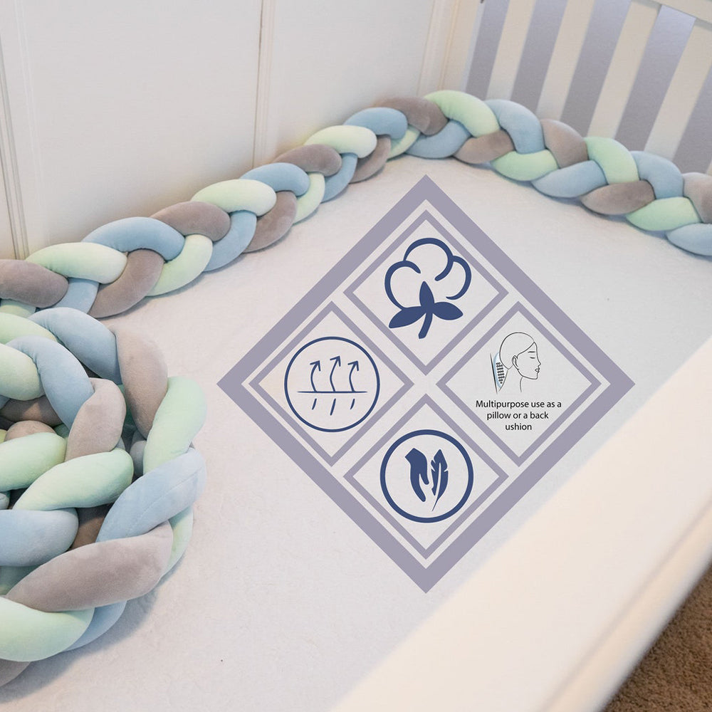 3-Knotted Custom Handmade Bedding Long Cushion Crib Padding