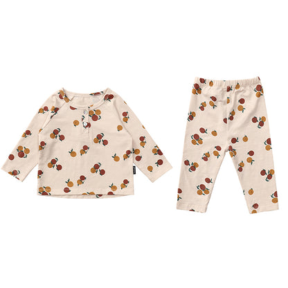 Croissant & Tangerine Baby Outfit Long Sleeves Set