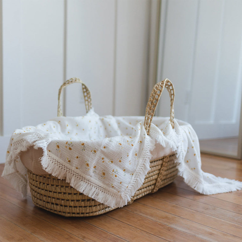 Gauze Muslin Blossom with Fringe Blanket