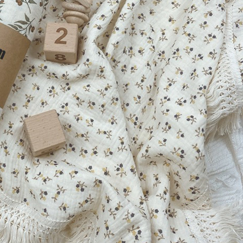Gauze Muslin Blossom with Fringe Blanket