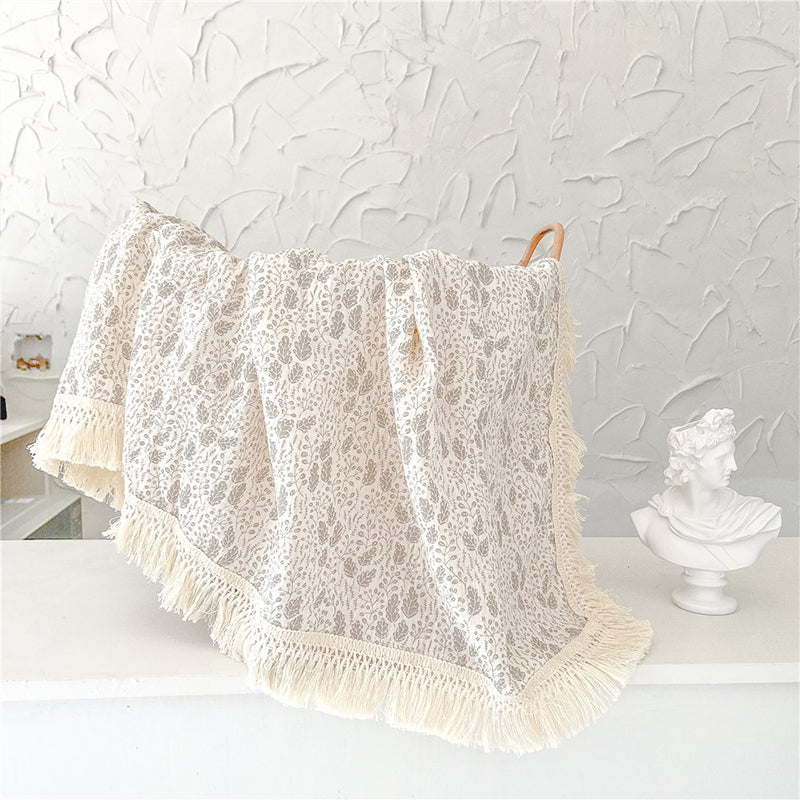 Gauze Muslin Blossom with Fringe Blanket