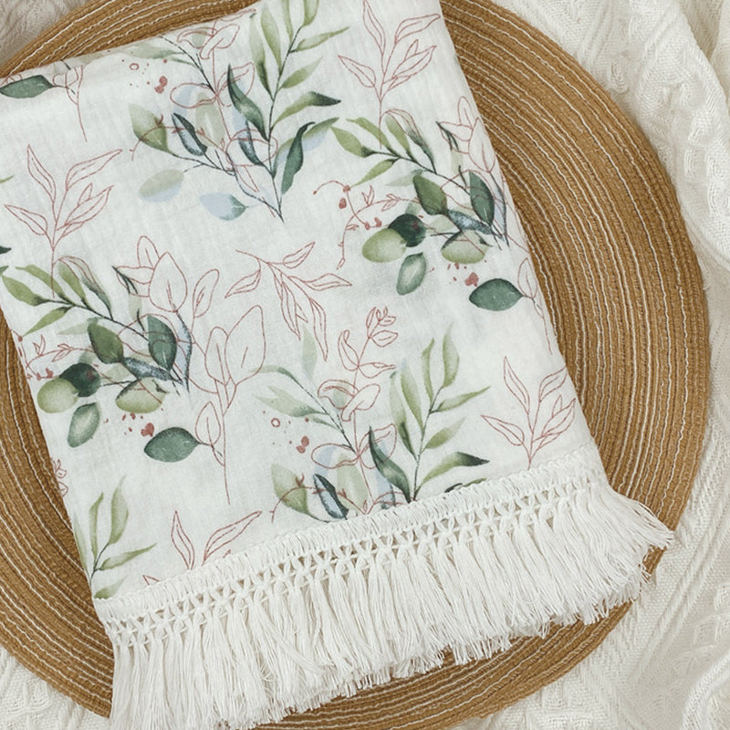 Gauze Muslin Blossom with Fringe Blanket
