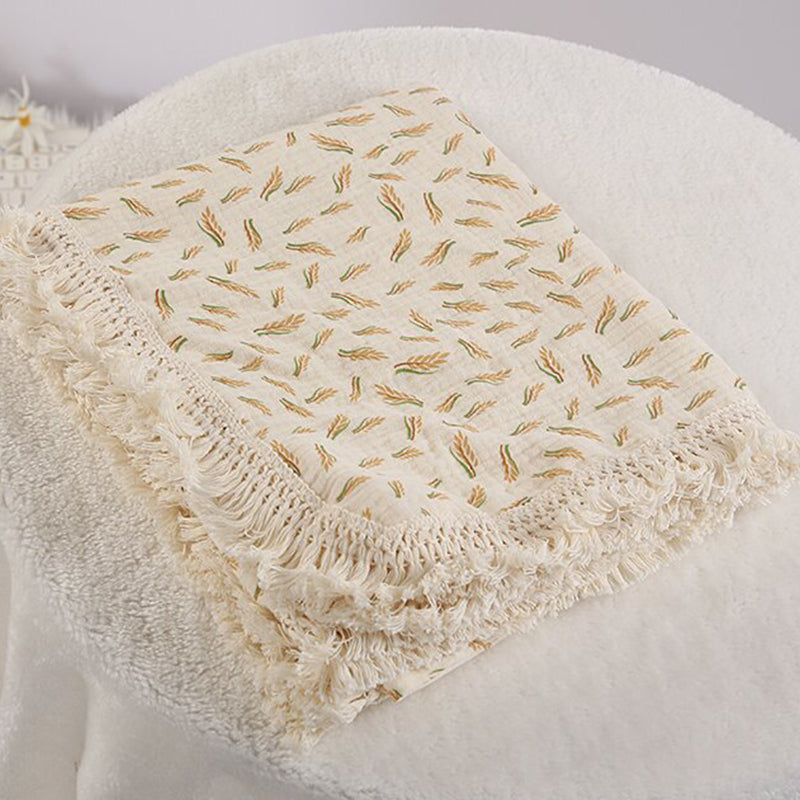 Gauze Muslin Blossom with Fringe Blanket