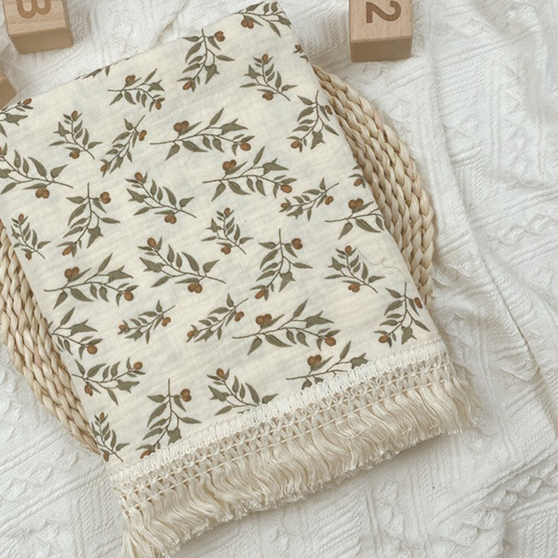 Gauze Muslin Blossom with Fringe Blanket