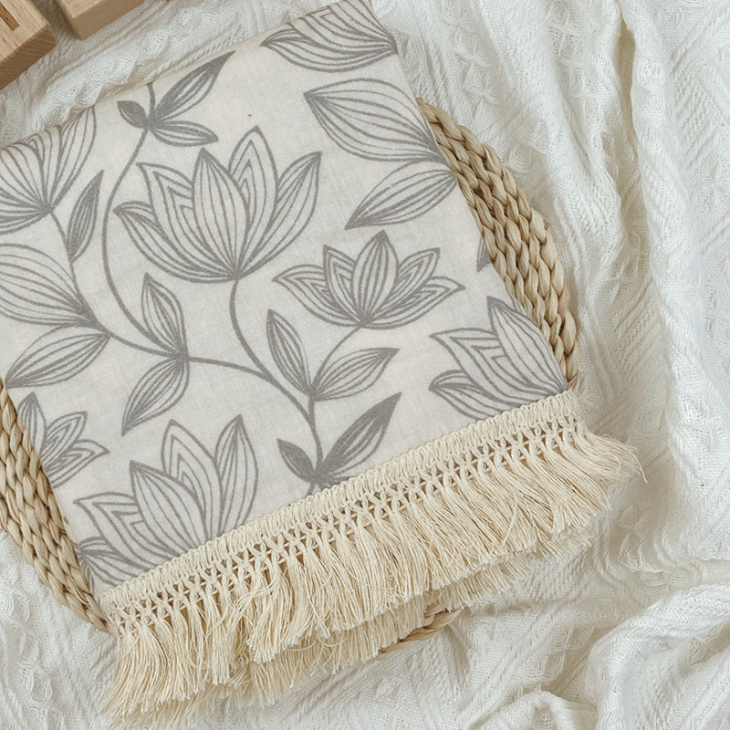 Gauze Muslin Blossom with Fringe Blanket