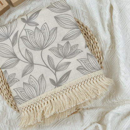 Gauze Muslin Blossom with Fringe Blanket