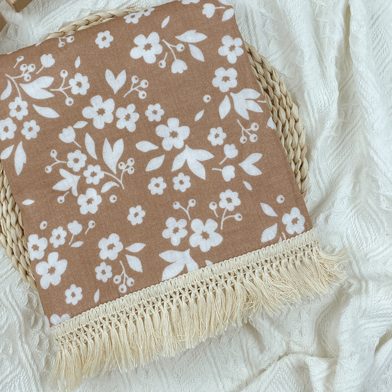 Gauze Muslin Blossom with Fringe Blanket