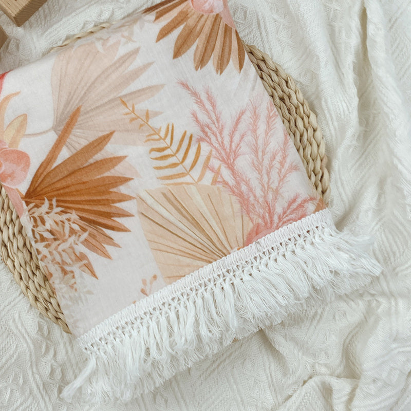 Gauze Muslin Blossom with Fringe Blanket