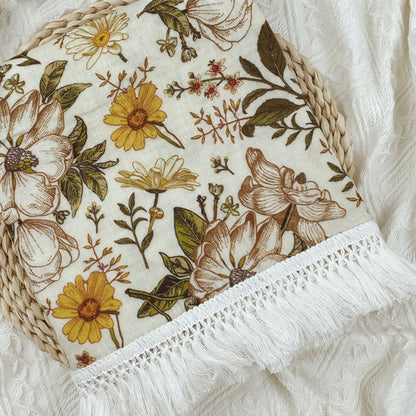 Gauze Muslin Blossom with Fringe Blanket