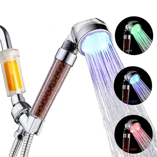 LED Shower Head With Bio-Active Stones