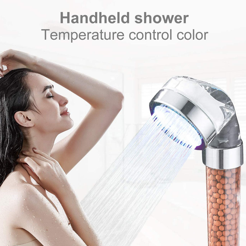 LED Shower Head With Bio-Active Stones