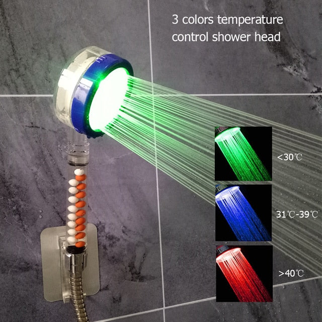 LED Shower Head With Bio-Active Stones