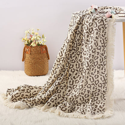 Organic Gauze Muslin Rainbow Print with Fringe Blanket