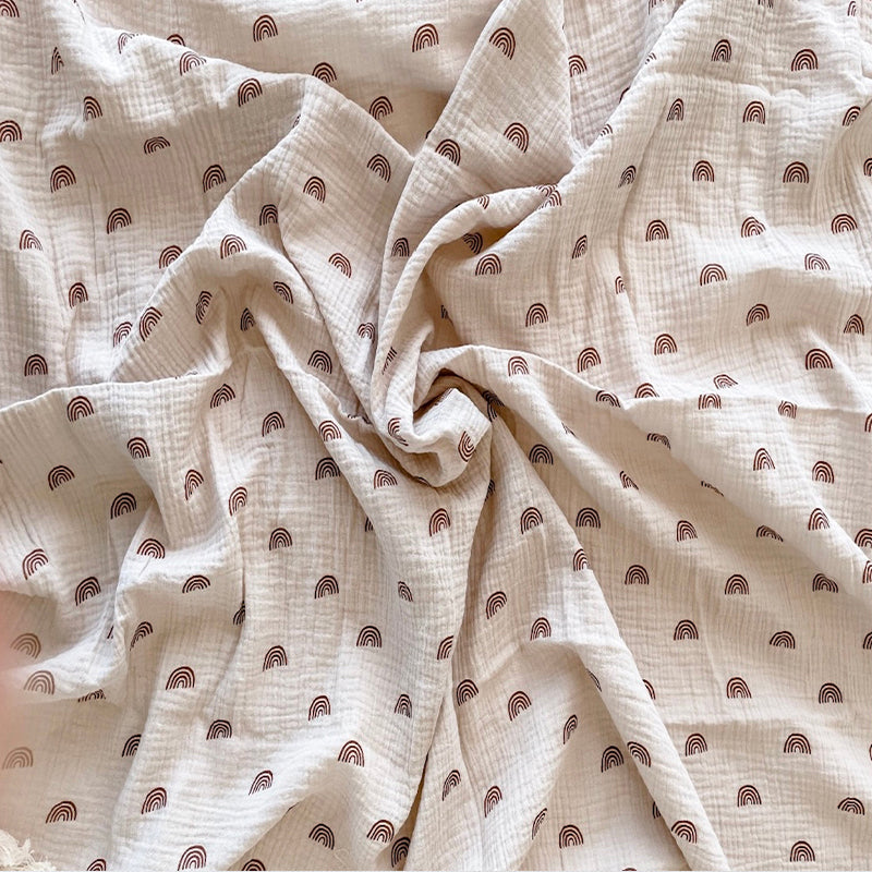 Organic Gauze Muslin Rainbow Print with Fringe Blanket