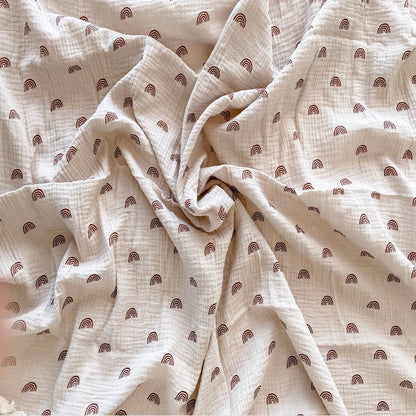 Organic Gauze Muslin Rainbow Print with Fringe Blanket