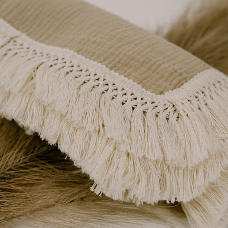 Organic Gauze Muslin Single Tone with Fringe Blanket