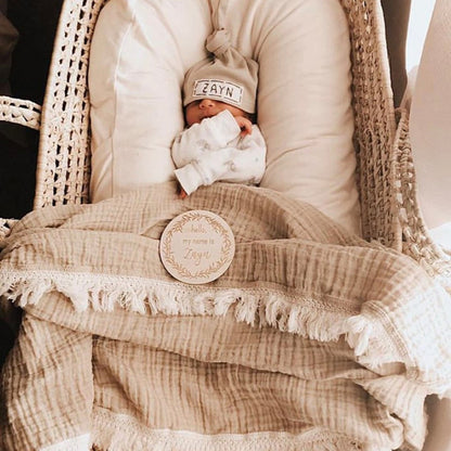 Organic Gauze Muslin Single Tone with Fringe Blanket
