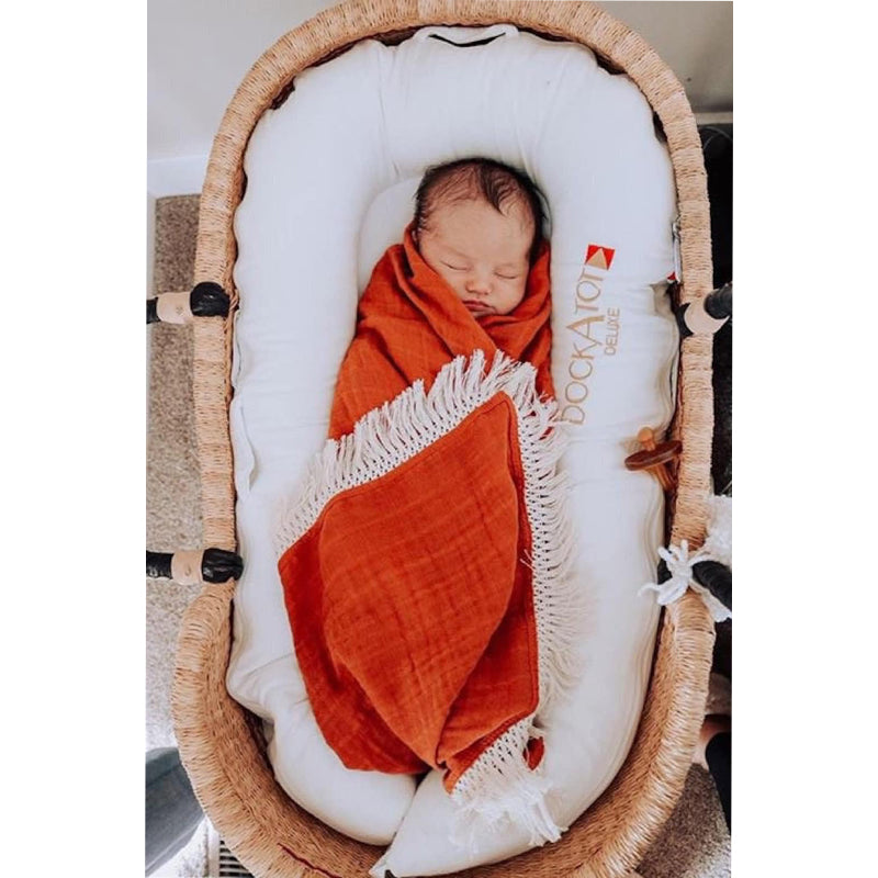 Organic Gauze Muslin Single Tone with Fringe Blanket