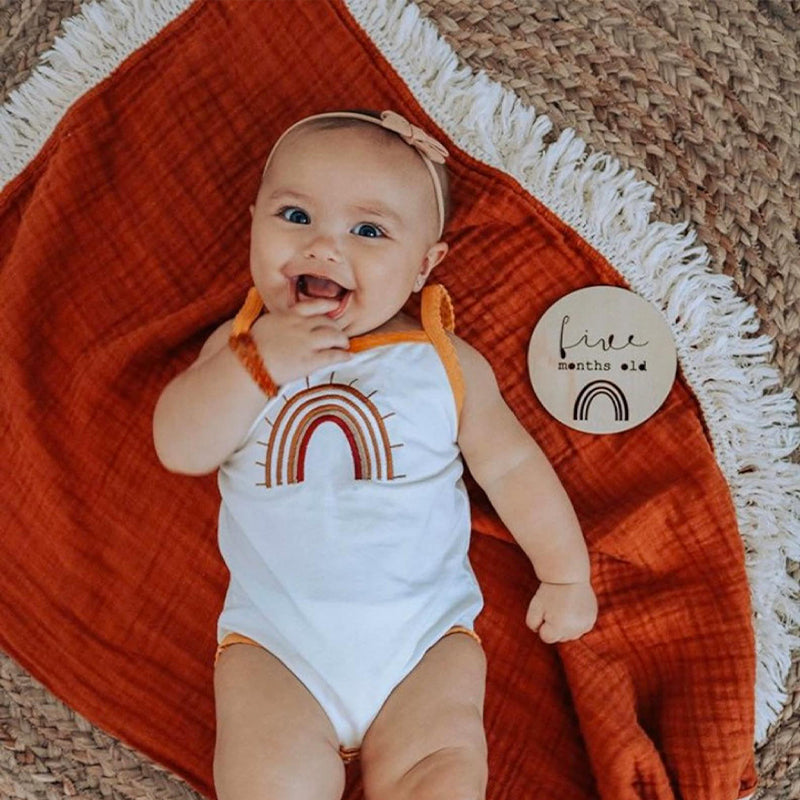 Organic Gauze Muslin Single Tone with Fringe Blanket