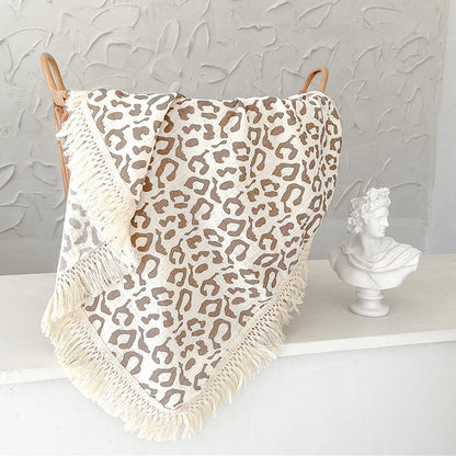 Organic Gauze Muslin Rainbow Print with Fringe Blanket