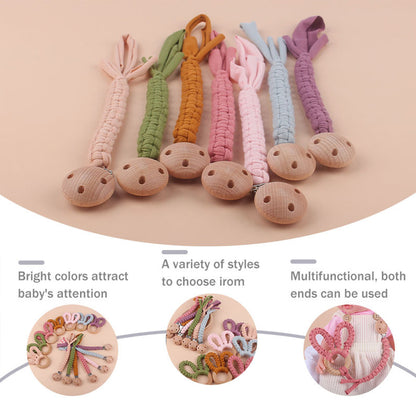 Beech Wooden Handmade Braided Pacifier Clips