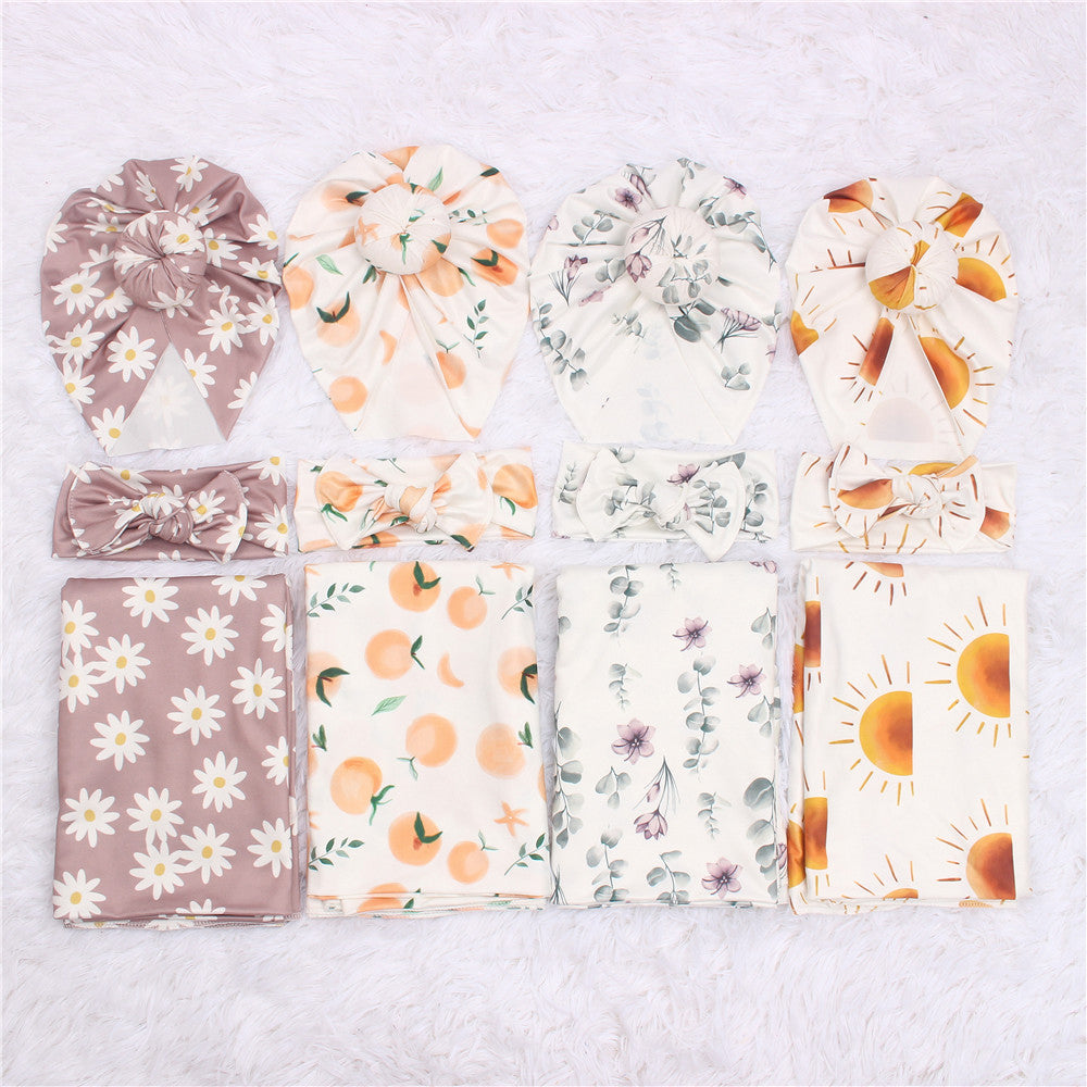 Retro Floral Baby Swaddle Set