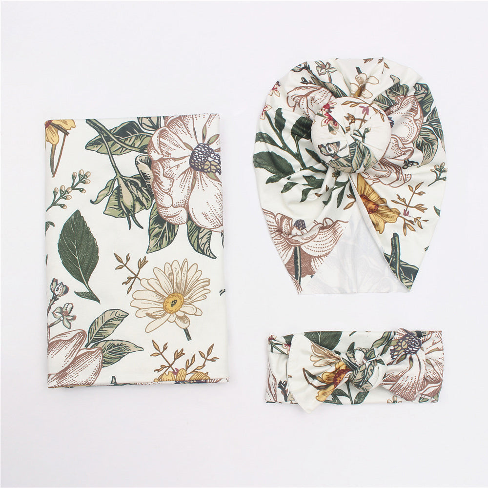 Retro Floral Baby Swaddle Set
