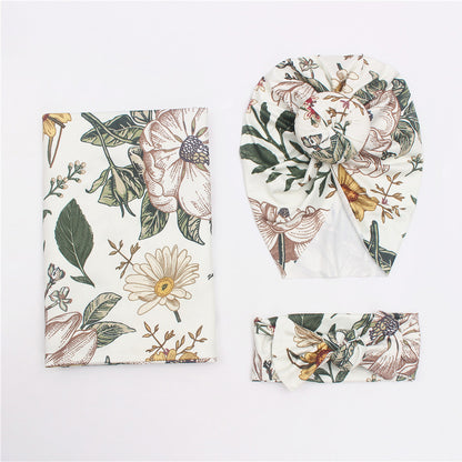 Retro Floral Baby Swaddle Set