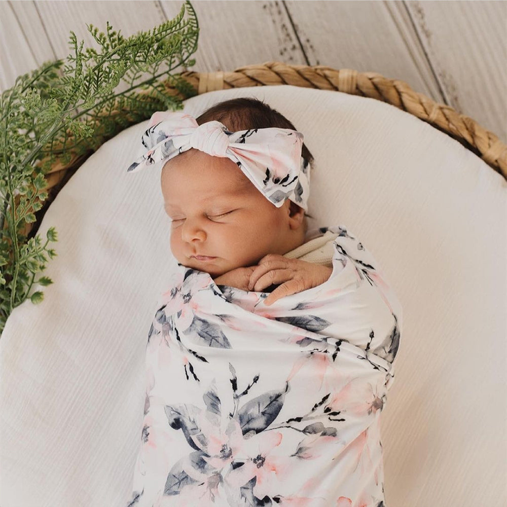 Retro Floral Baby Swaddle Set