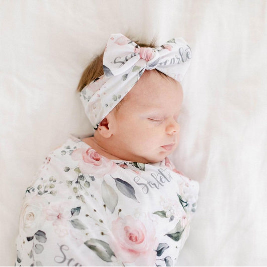 Retro Floral Baby Swaddle Set