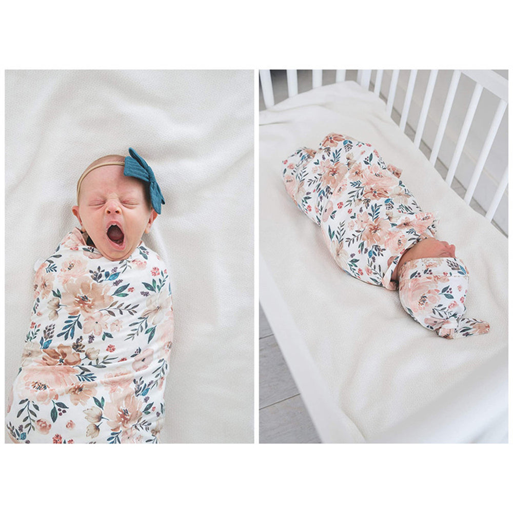 Retro Floral Baby Swaddle Set
