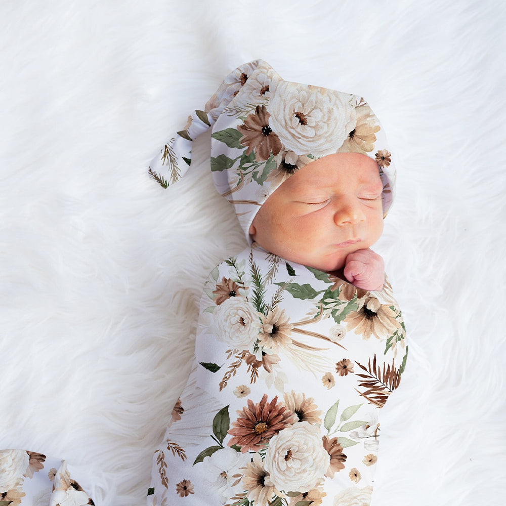 Retro Floral Baby Swaddle Set