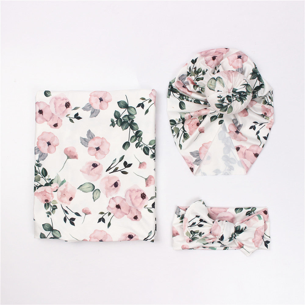 Retro Floral Baby Swaddle Set