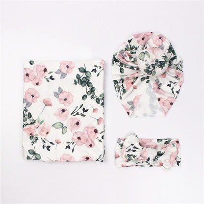Retro Floral Baby Swaddle Set